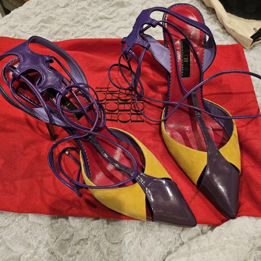 Carolina Herrera Purple and Yellow Heels